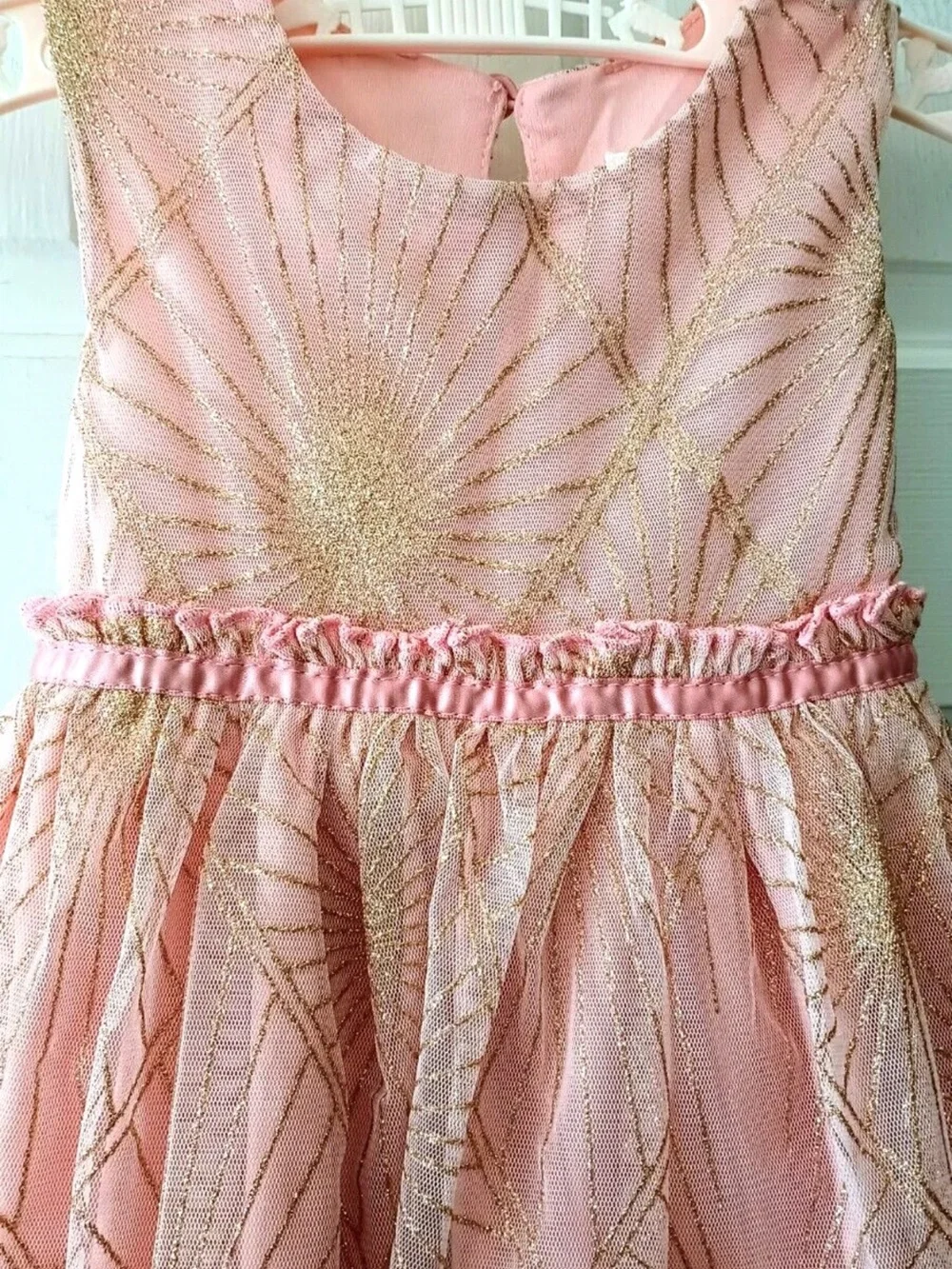 Nannette Kids Party Dress Sparkly Pink & Gold Formal Dress Size 6